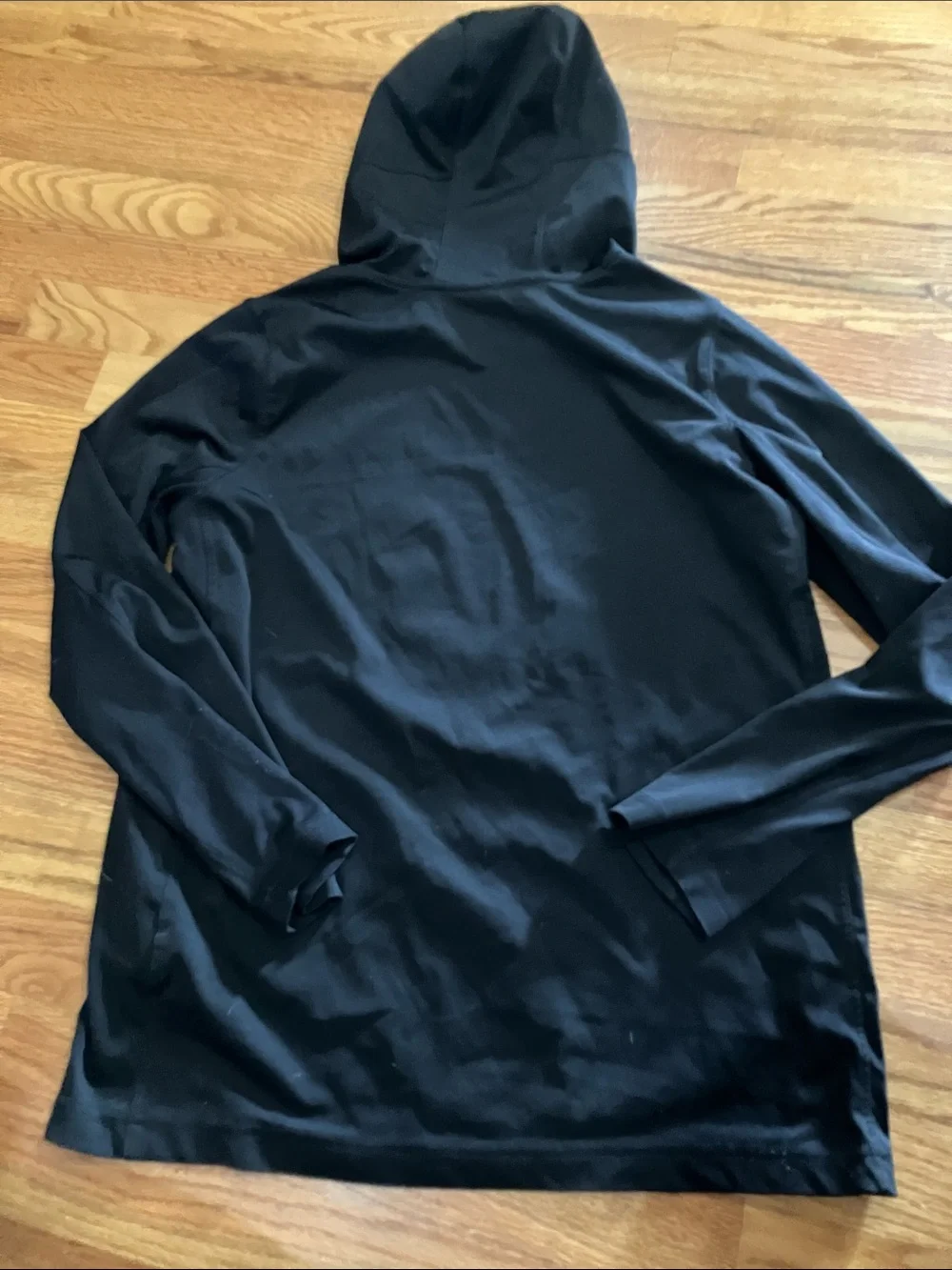 Nike Boys Black with Orange Patterned Swoosh Dri-Fit Hoodie Tee Sz XL(18) EUC